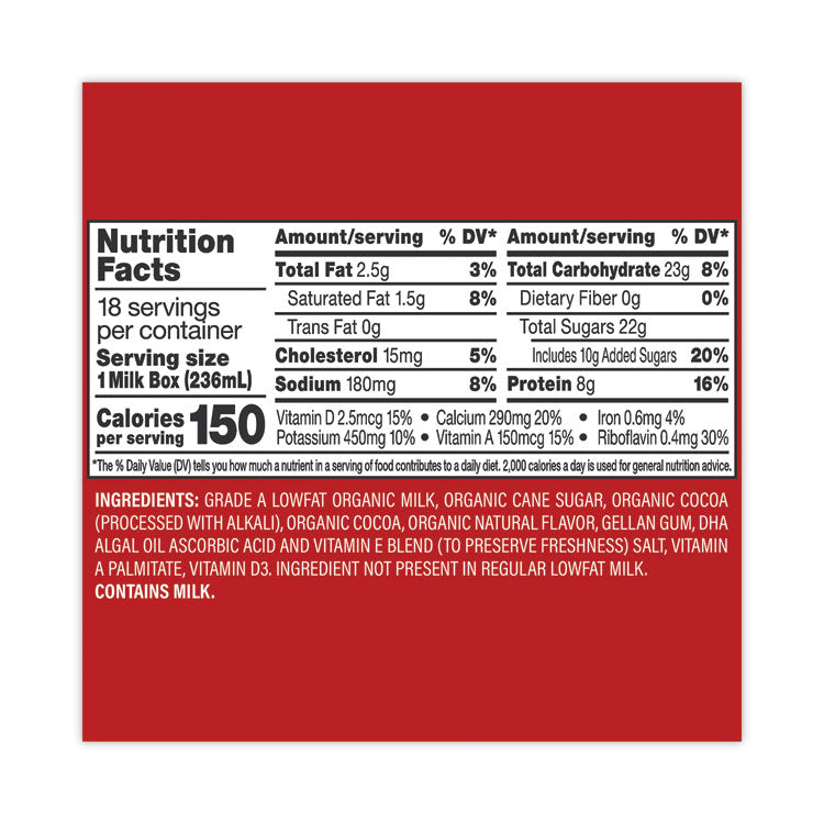 Low Fat Milk, Chocolate, 8 oz, 18/Carton