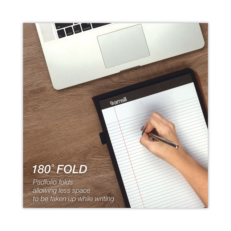 Two-Tone Padfolio with Spine Accent, 10.6w x 14.25h, Polyurethane, Tan/Brown