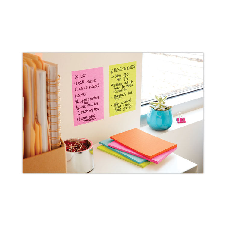 Pads in Supernova Neon Collection Colors, Note Ruled, 4" x 6", 90 Sheets/Pad, 3 Pads/Pack