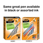 BIC Round Stic Xtra Life Ballpoint Pens, Medium Point, 1.0mm, Blue Ink, 60/Pack (GSM609BE)