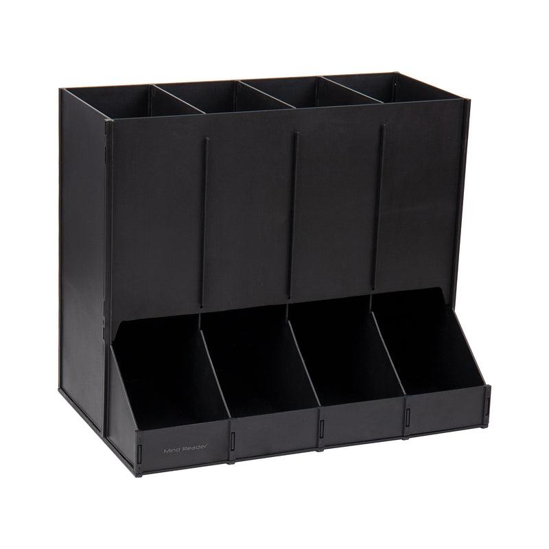 Mind Reader Plastic 4-Compartment Single Serve Coffee Pod Dispenser, 120 Pod Capacity, Black (CPODBK-BLK)