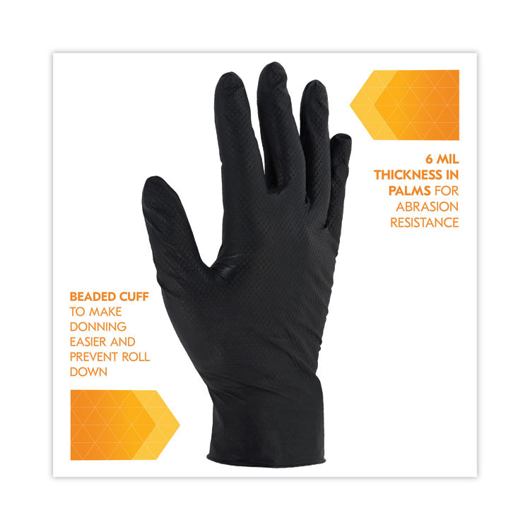 G10 Kraken Grip Nitrile Gloves, Powder-Free, Medium, 6 mil Thick, 9.5" Long, Black, 100/Box, 10 Boxes/Carton