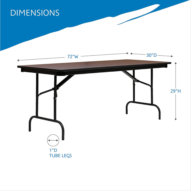 ICEBERG Premium Folding Table, 72" x 30", Mahogany (55224)
