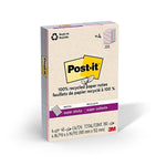 Post-it Recycled Super Sticky Notes, 4" x 6", Wanderlust Pastels Collection, 45 Sheets/Pad, 4 Pads/Pack (4621R-4SSNRP)