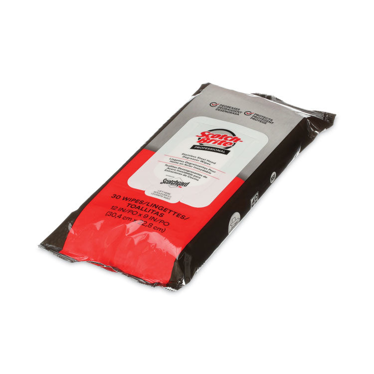 Stainless Steel Hood Degreaser Wipes, 1-Ply, 9 x 12, Unscented, White, 30 Wipes/Pack, 6 Packs/Carton