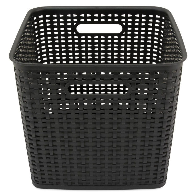 Plastic Weave Bin, Extra Large, 12.5" X 12.5" X 11.13", Black, 2/pack