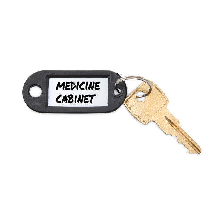 Key Tags Label Window, 0.88 X 0.19 X 2, Black, 6/pack