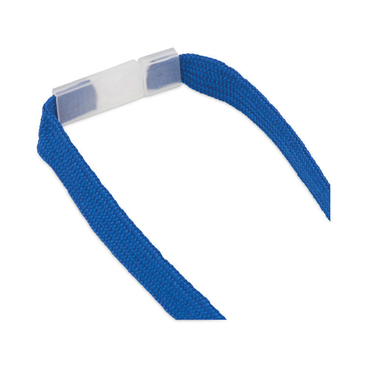 Breakaway Lanyards, Metal J-Hook Fastener, 36" Long, Blue, 24/Box