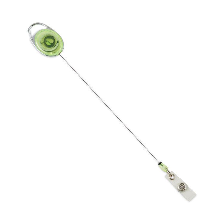 Carabiner-Style Retractable ID Card Reel, 30" Extension, Assorted Neon Colors, 20/Pack