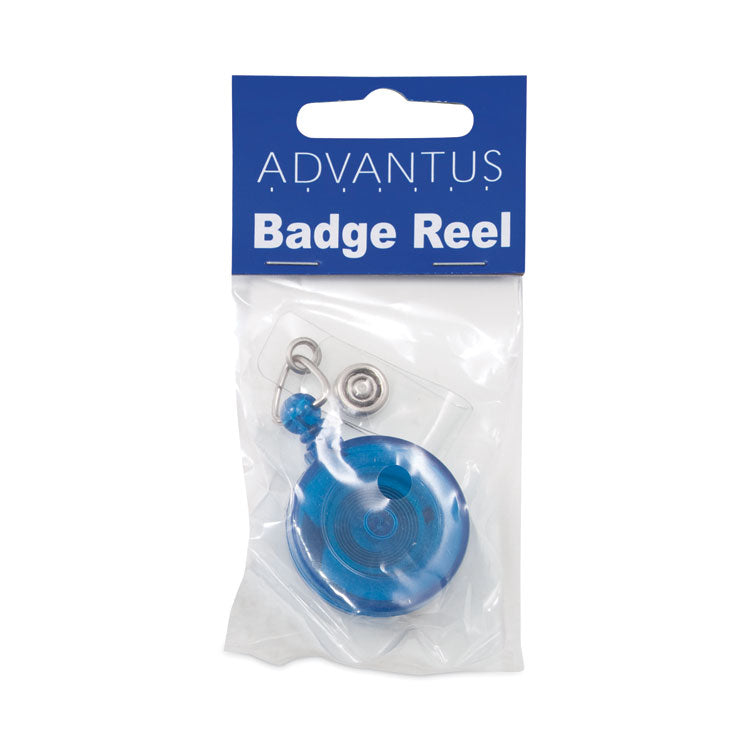 Translucent Retractable ID Card Reel, 30" Extension, Blue, 12/Pack