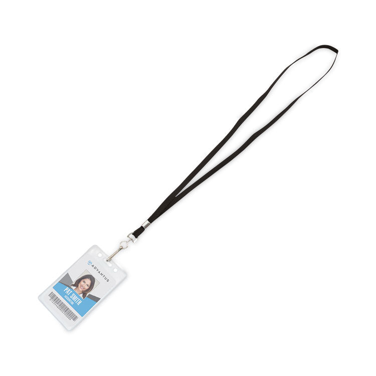 Deluxe Lanyards, Metal J-Hook Fastener, 36" Long, Black, 24/Box