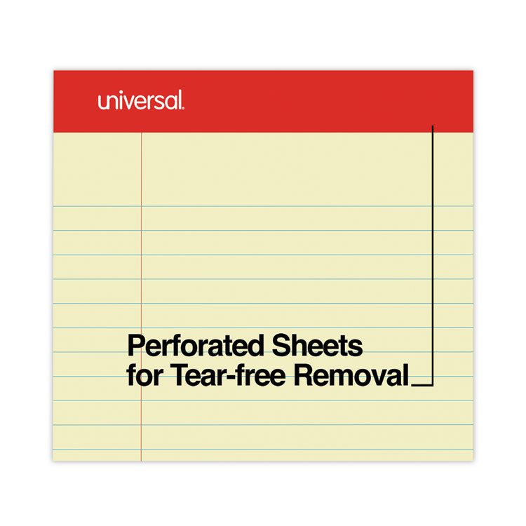 Perforated Ruled Writing Pads, Wide/legal Rule, Red Headband, 50 Canary-Yellow 8.5 X 11.75 Sheets, Dozen