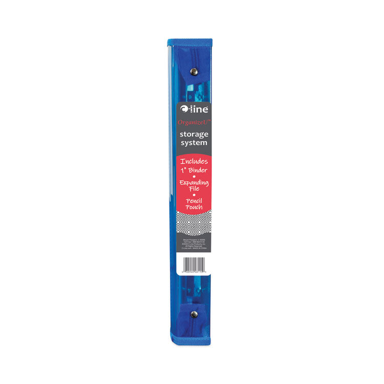 Zippered Binder with Expanding File, 2" Expansion, 7 Sections, Zipper Closure, 1/6-Cut Tabs, Letter Size, Bright Blue
