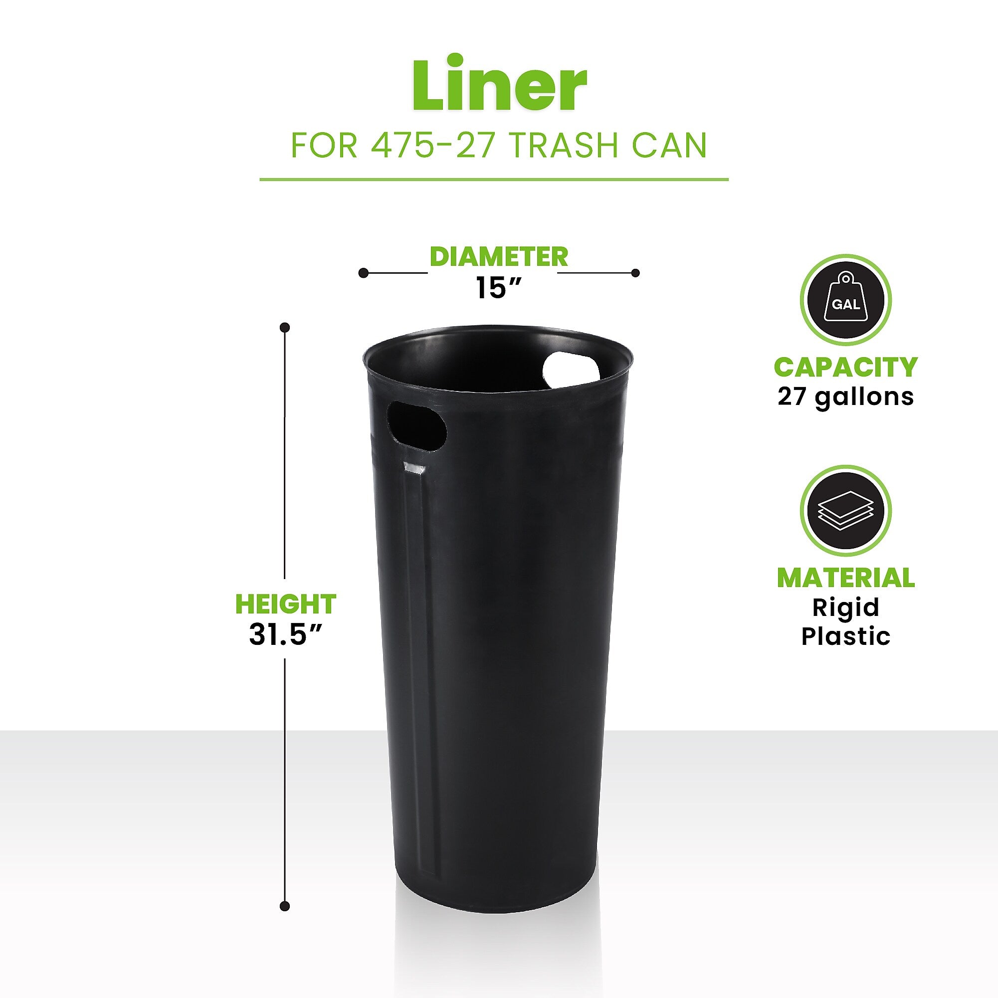 Alpine Industries 475 Series 27 Gallon Rigid Bin Liner, 31.5" x 15" x 15" (ALP475-27-L)