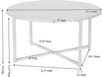 Household Essentials Jamestown 31.5"Dia. Laminate Round Coffee Table, Scandinavian White/White (8203-1)