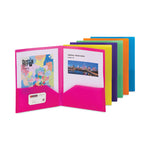 Poly Two-Pocket Folders, 100-Sheet Capacity, 11 x 8.5, Assorted, 6/Pack