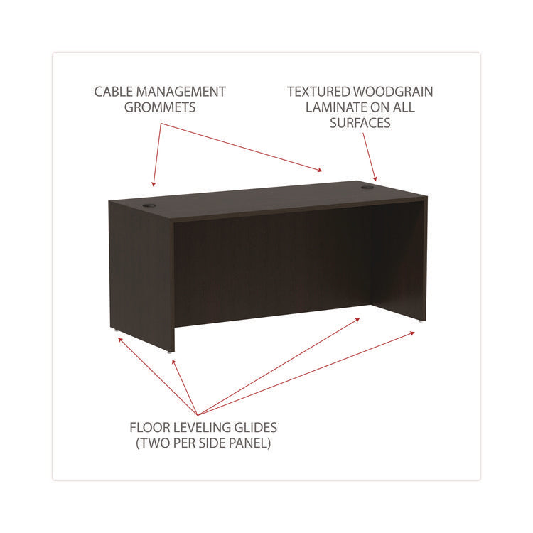 Alera Valencia Series Straight Front Desk Shell, 65" X 29.5" X 29.63", Espresso
