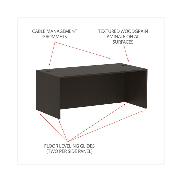 Alera Valencia Series Straight Front Desk Shell, 71" X 35.5" X 29.63", Espresso