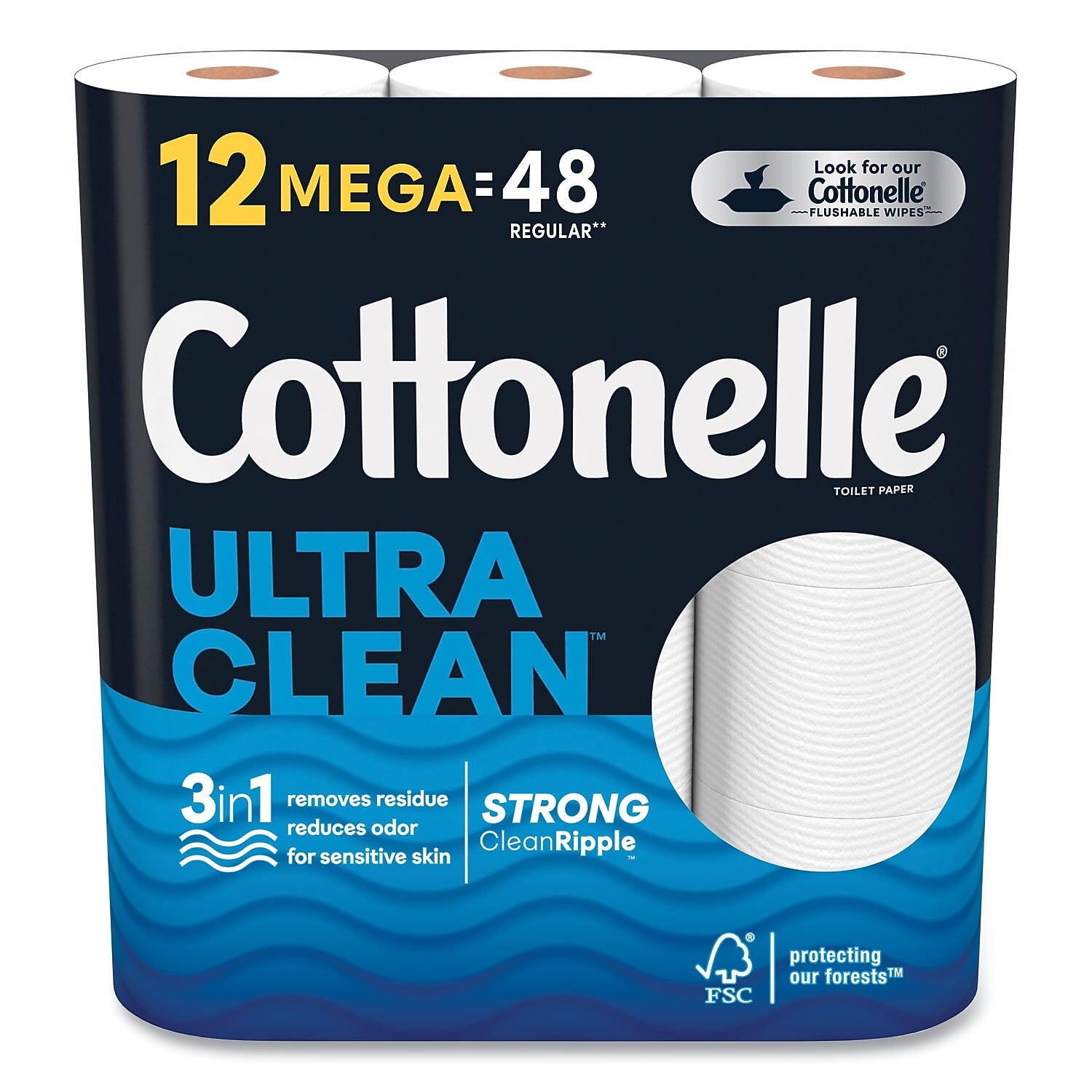 Cottonelle Ultra CleanCare Toilet Paper, 1-Ply, White, 284 Sheets/Roll, 48 Rolls/Carton (KCM55489)