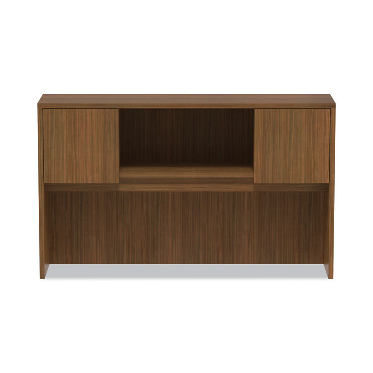 Alera Valencia Series Hutch with Doors, 4 Compartments, 58.88w x 15d x 35.38h, Modern Walnut
