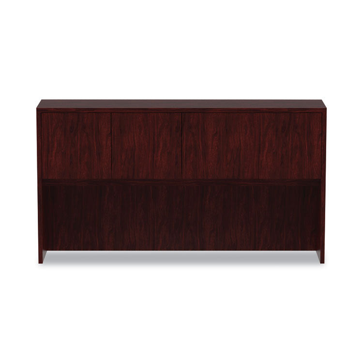 Alera Valencia Series Hutch with Doors, 4 Compartments, 64.75w x 15d x 35.38h, Mahogany