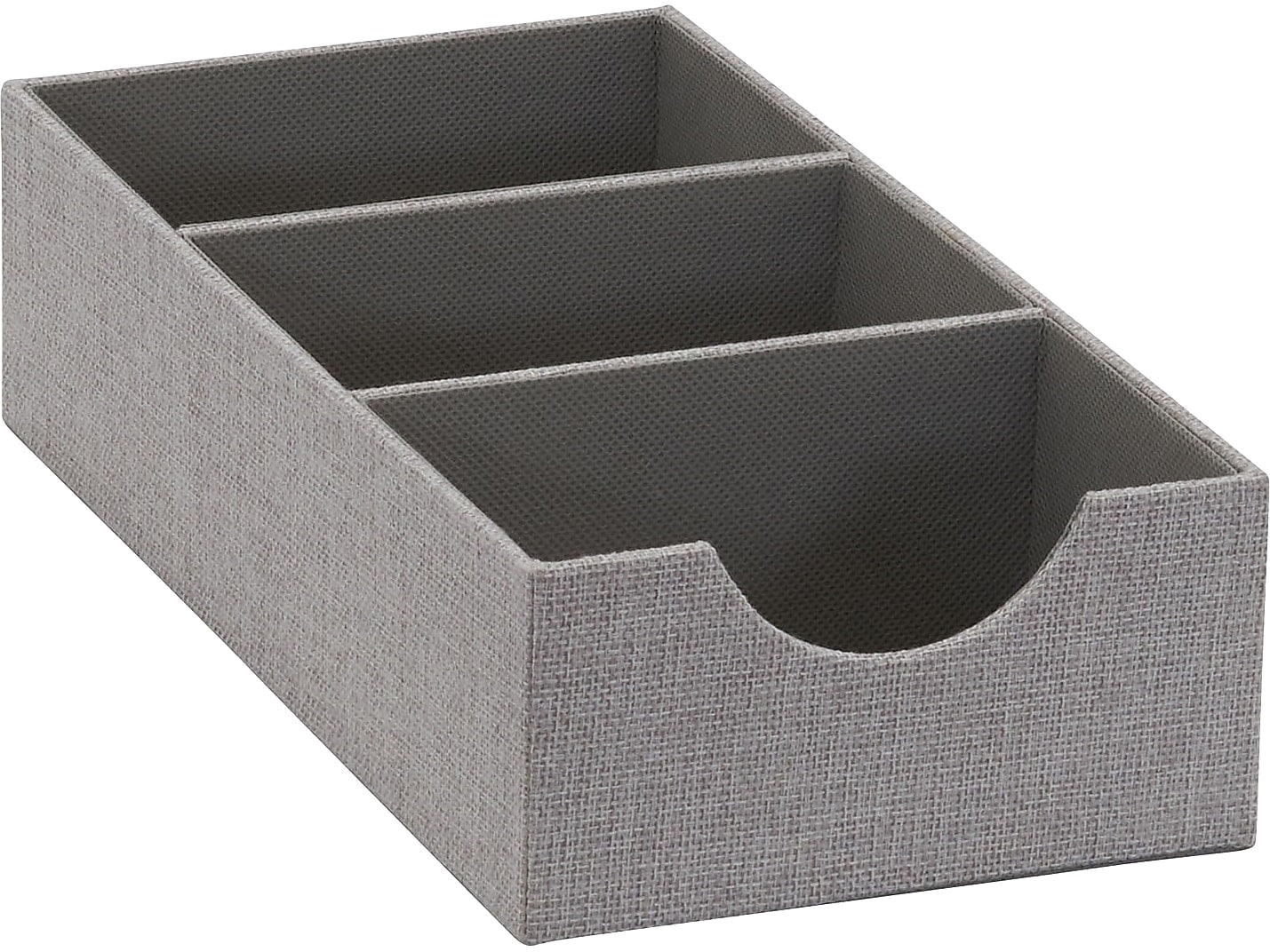 Household Essentials 3-Compartment Cardboard/Poly Linen/Nonwoven PP Drawer Organizer, Gray (727-1)