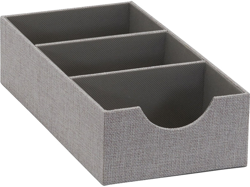 Household Essentials 3-Compartment Cardboard/Poly Linen/Nonwoven PP Drawer Organizer, Gray (727-1)
