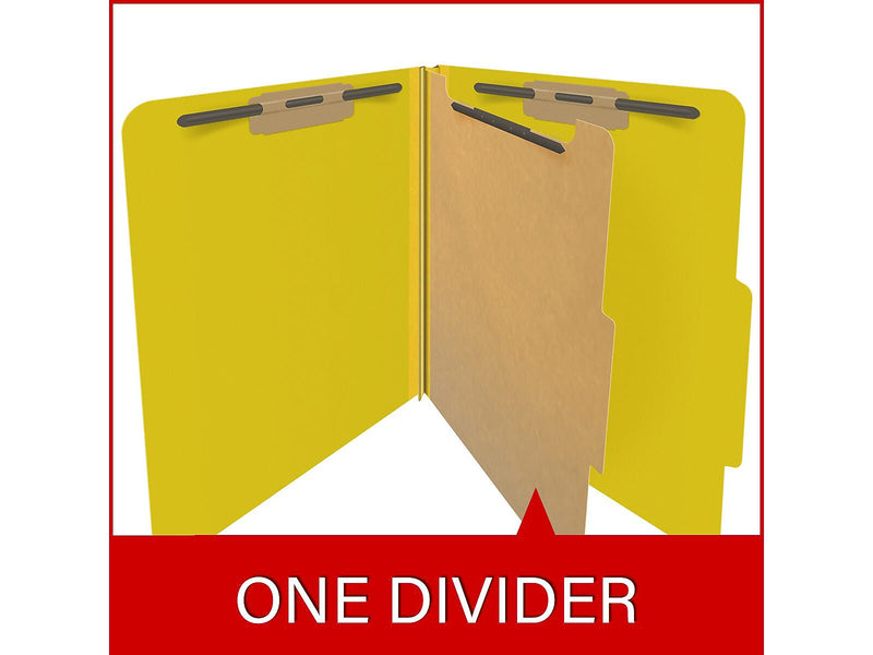 Medical Arts Press Pressboard Classification Folder, 1 Divider, 2" Expansion, Letter Size, Yellow, 10/Box (DV-T42-14-3YLW)