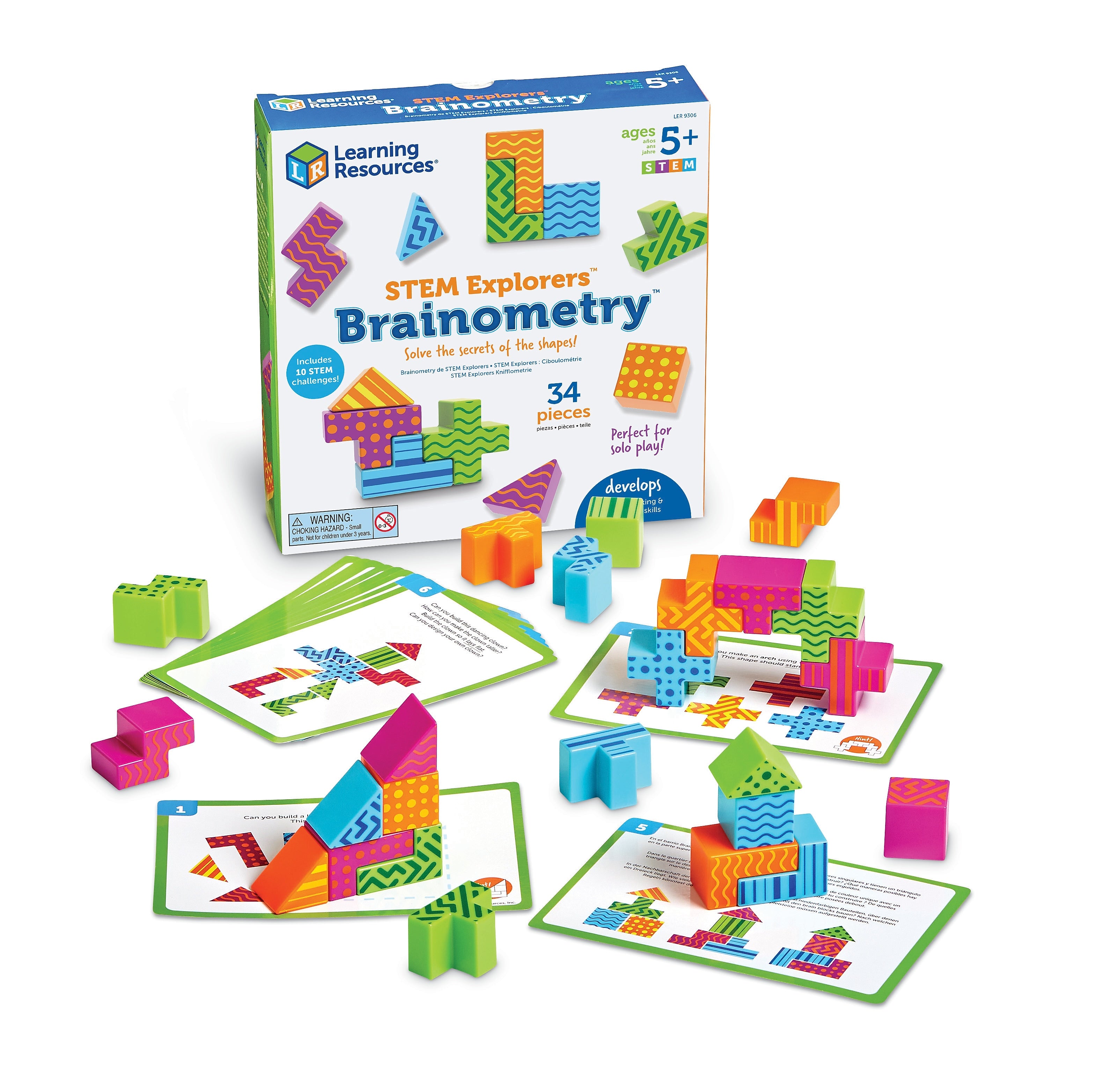 Learning Resources STEM Explorers Brainometry Brain-Teasing Puzzle Set, Multicolor (LER9306)