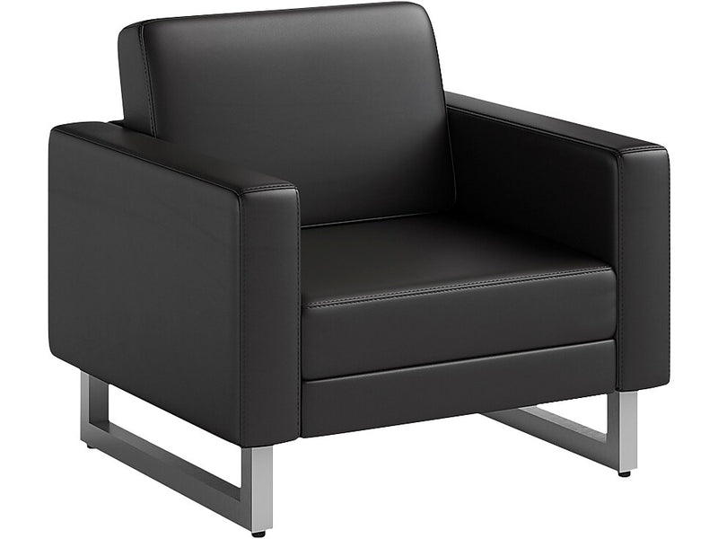 Safco Mirella Vinyl Lounge Chair, Black/Silver (1732MRL2SLVBL)