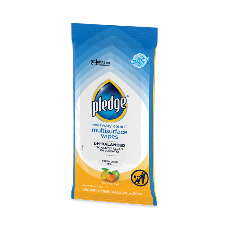 Multi-Surface Cleaner Wet Wipes, Cloth, 7 x 10, Fresh Citrus, White, 25 Wipes