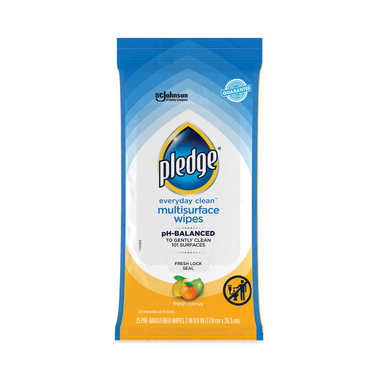 Multi-Surface Cleaner Wet Wipes, Cloth, 7 x 10, Fresh Citrus, White, 25 Wipes