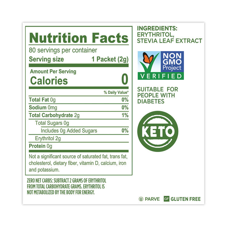 No Calorie Sweetener, 2 g Packet, 80/Box