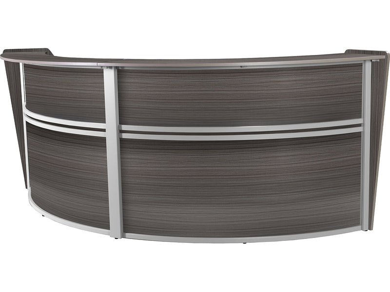 Regency Marque 124.5"W Curved Reception Desk Workstation, Driftwood Gray (77292GY)