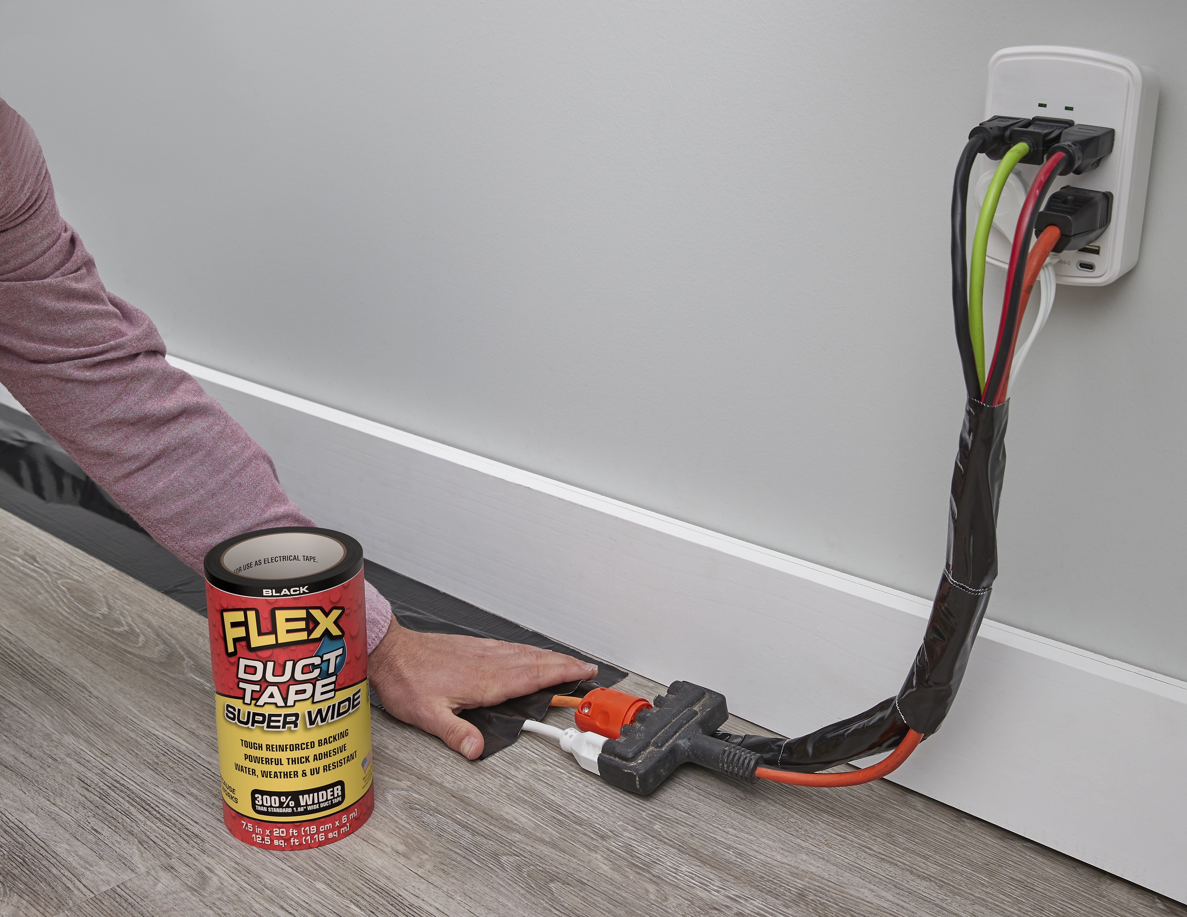 Flex Seal Super Wide Heavy Duty Duct Tape, 7.5" x 6.67 yds., Black, 3/Pack (DTBLKR7520-CS)