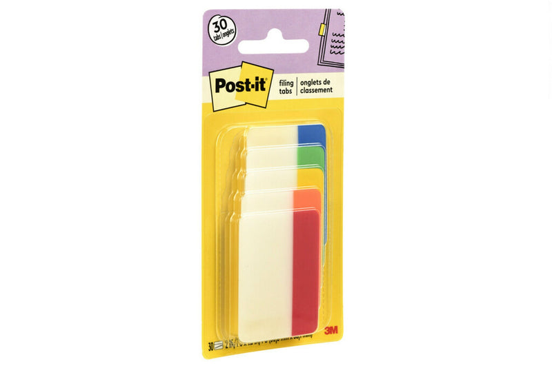 Post-it Tabs, 2" Wide, Solid, Assorted Colors, 30 Tabs/Pack (686-ROYGB)