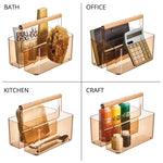 mDesign 2-Compartment Plastic Desk Organizer, Sand/Natural (26056)