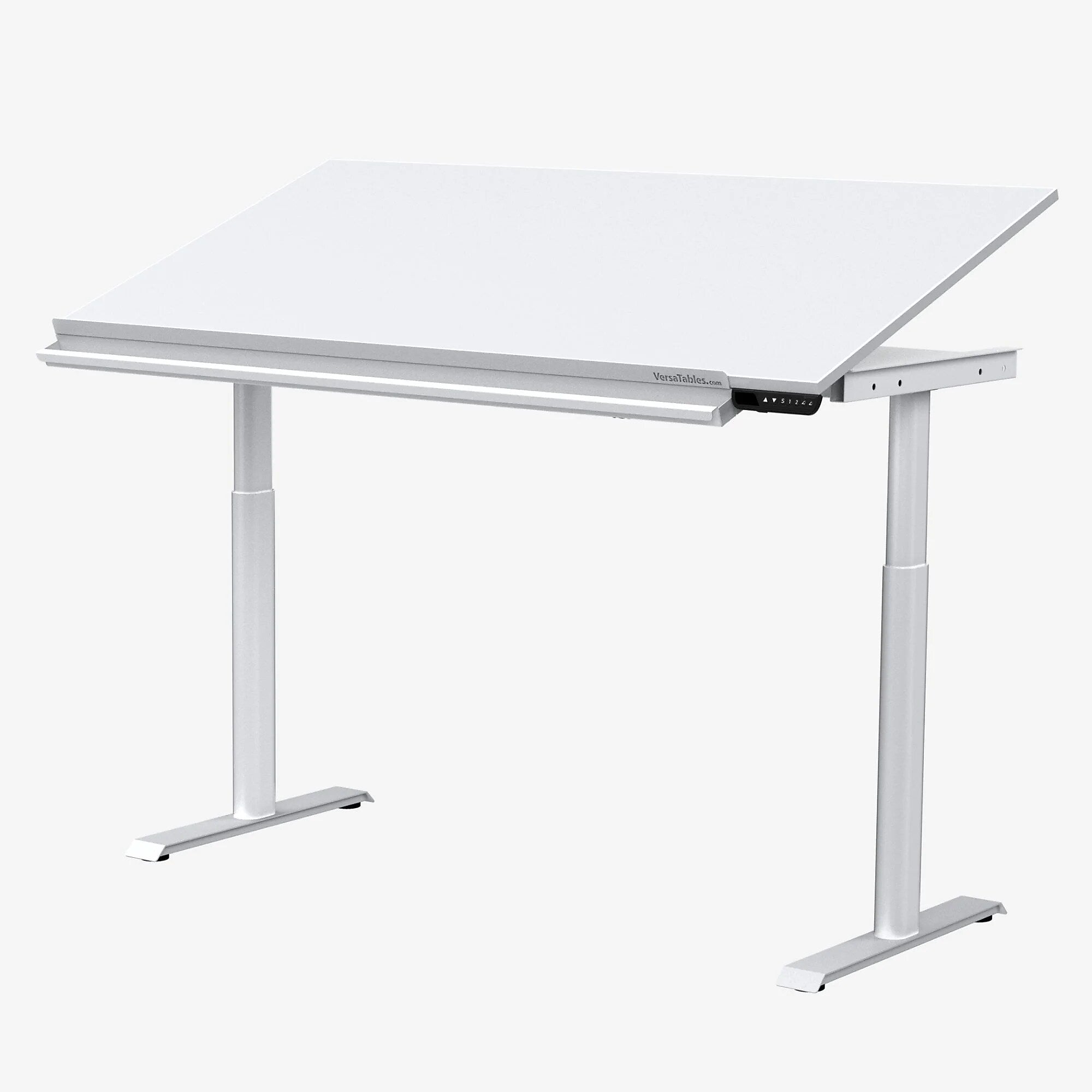 VersaDesk PowerLift 60"W Electric Adjustable Drafting Table, White (PEDT60-WW-APP)