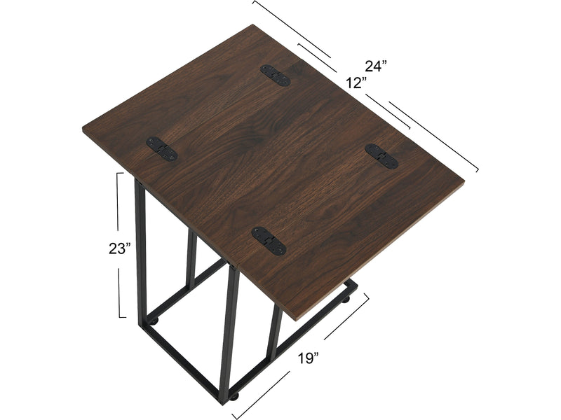 Household Essentials Jamestown 12"W x 19"D Laminate Side Table, Mid-Century Walnut/Black (8196-1)