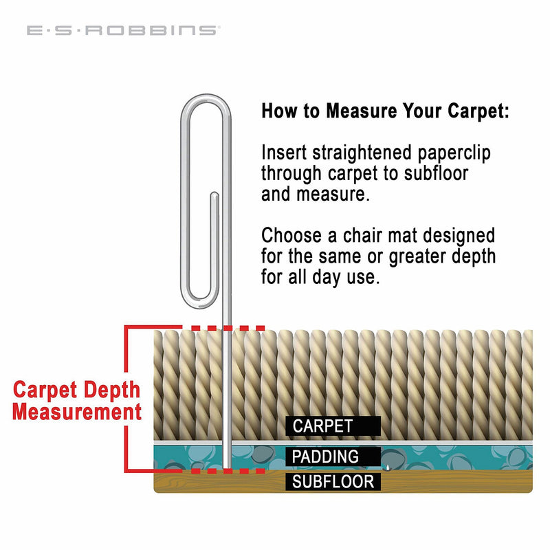 ES Robbins EverLife Carpet Chair Mat with Lip, 36" x 48", Designed for Low-Pile Carpet, Clear (128073)