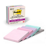 Post-it Recycled Super Sticky Notes, 3" x 3", Wanderlust Pastels Collection, 70 Sheets/Pad, 5 Pads/Pack (654R-5SSNRP)