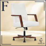 Finch NEO ONE Ergonomic Velvet Fabric/Wood Swivel Executive Chair, Cream (52304-CRM)