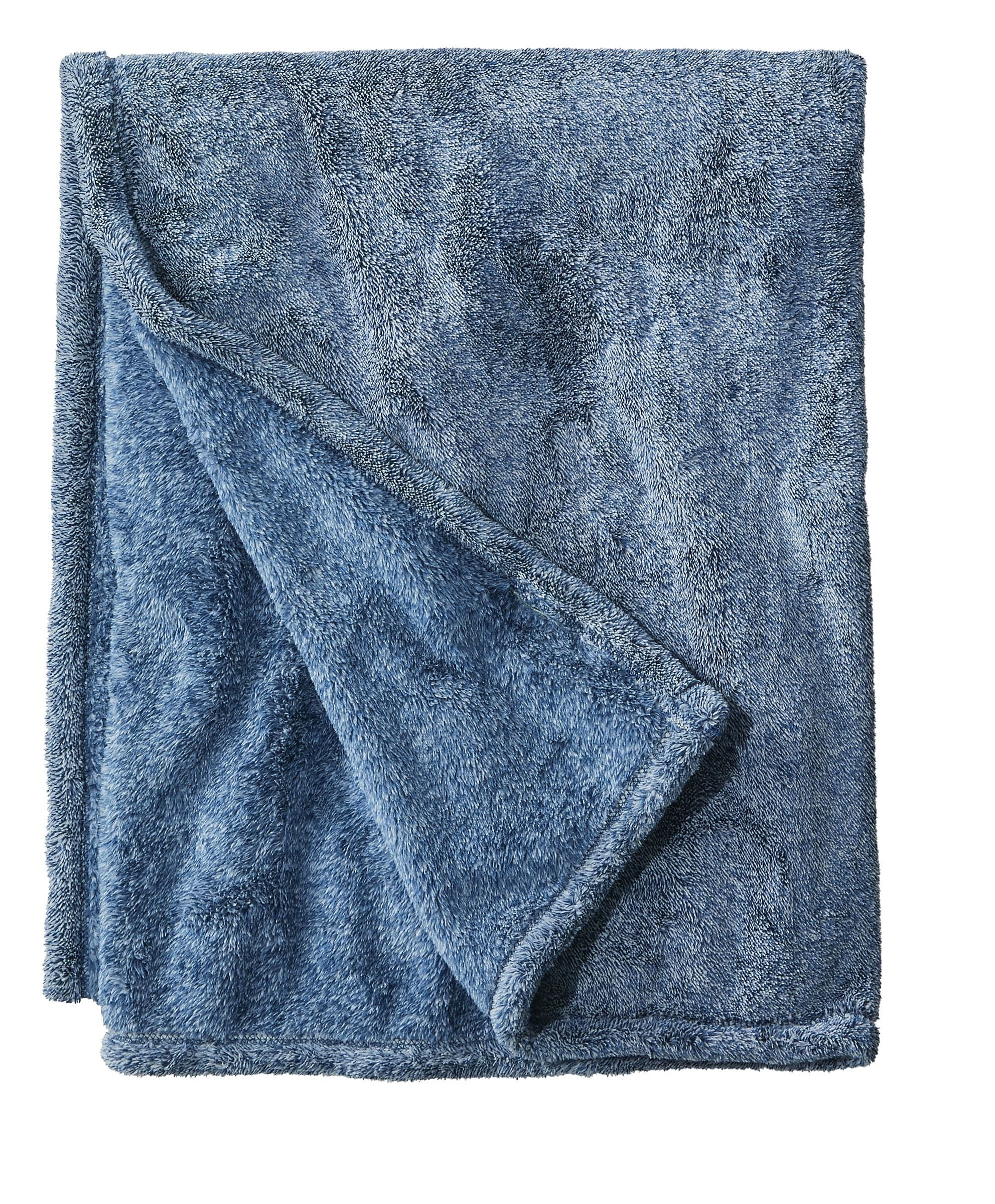 L.L.Bean Wicked Plush Throw, Bayside Blue Heather, Large (1000199243)