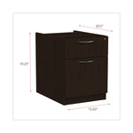 Alera Valencia Series Hanging Pedestal File, Left/right, 2-Drawers: Box/file, Legal/letter, Espresso, 15.63" X 20.5" X 19.25"