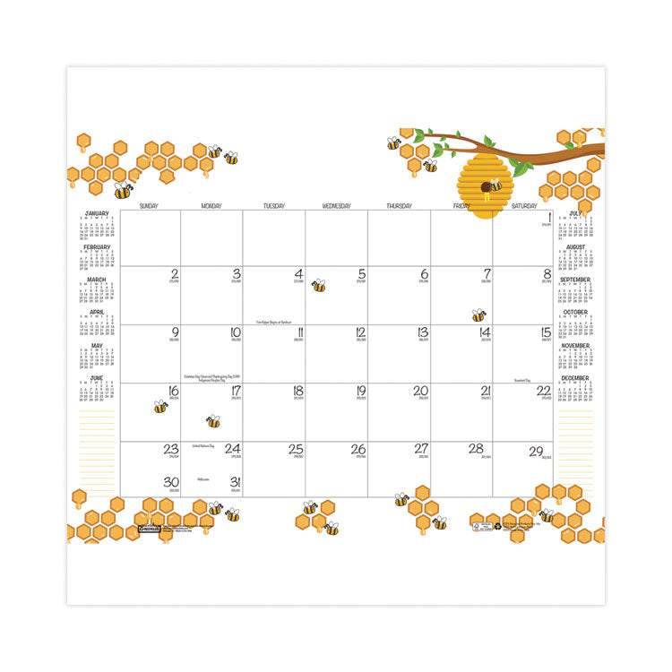 Academic Year Recycled Honeycomb Desk Pad Calendar, 22 x 17, White/Multicolor Sheets, 12-Month (Aug to July): 2025 to 2026