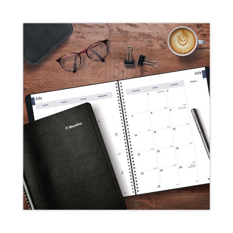 Academic Monthly Planner, 11 x 8.5, Black Cover, 14-Month: July 2025 to Aug 2026
