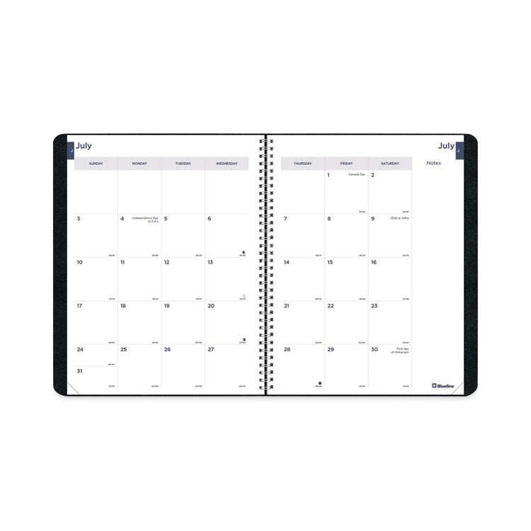 Academic Monthly Planner, 11 x 8.5, Black Cover, 14-Month: July 2025 to Aug 2026