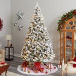 Nearly Natural 10-ft Flocked West Virginia Fir Artificial Christmas Tree with 800 Clear LED Lights and 1680 Tips (T3381)