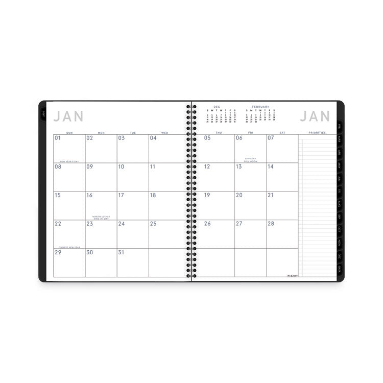 Contemporary Lite Monthly Planner, 11 x 9, Black Cover, 12-Month (Jan to Dec): 2025
