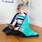 Bouncyband Soft Fleece 7 lb. Weighted Small Sensory Blanket for Kids, 56" x 36", Blue/Green (BBALPWB7BU)